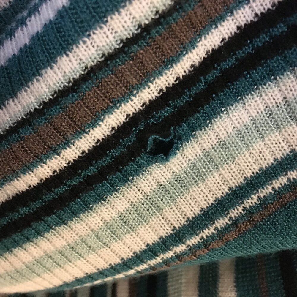 NWT Ricki's Retro Striped V-Neck Rolled Cuff Rayon Sweater - Picture 9 of 16
